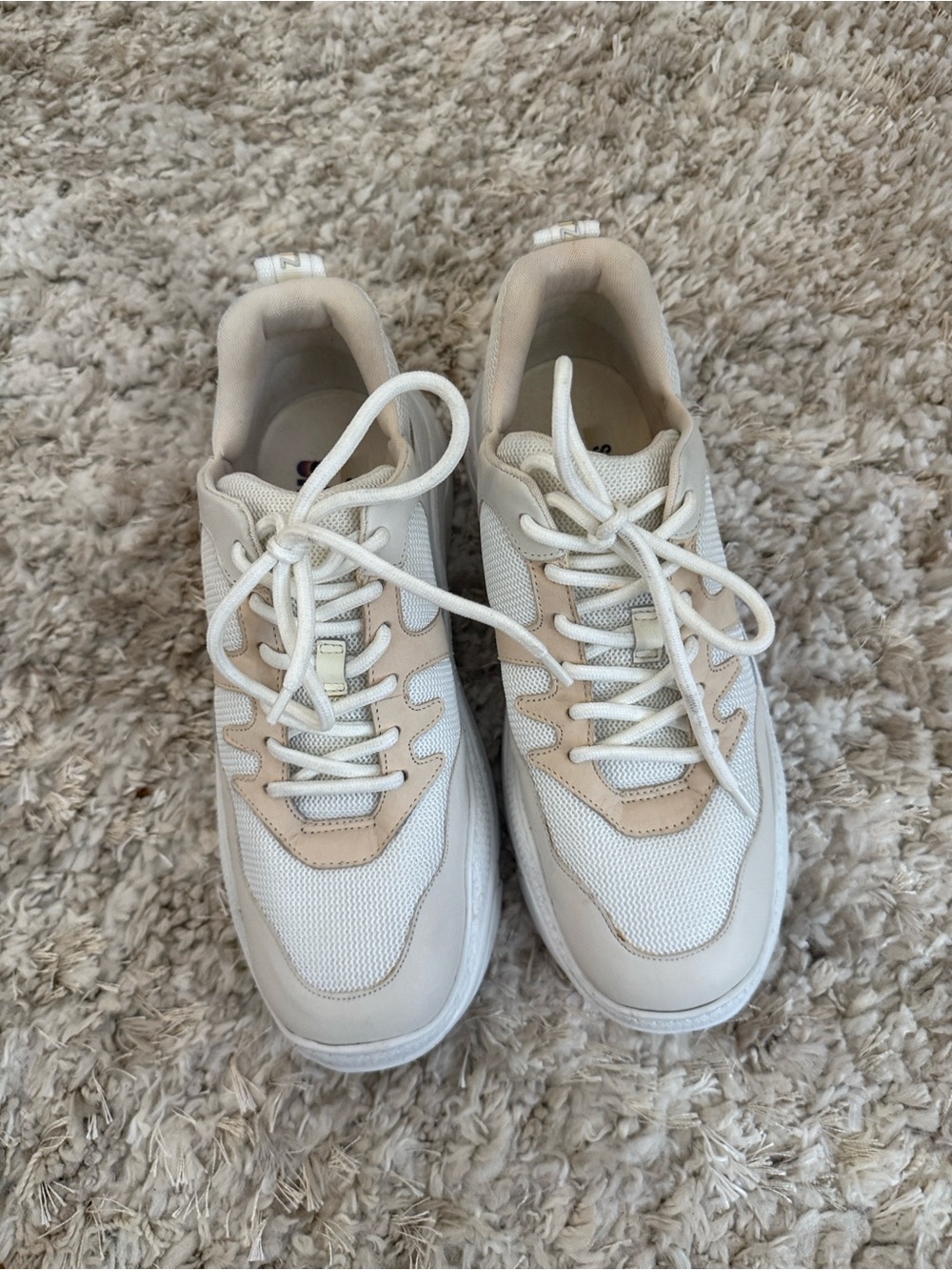 SCHUTZ Beige and White Women's Chunky Sneakers